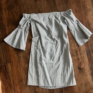 Striped Off-Shoulder Casual Mini Dress